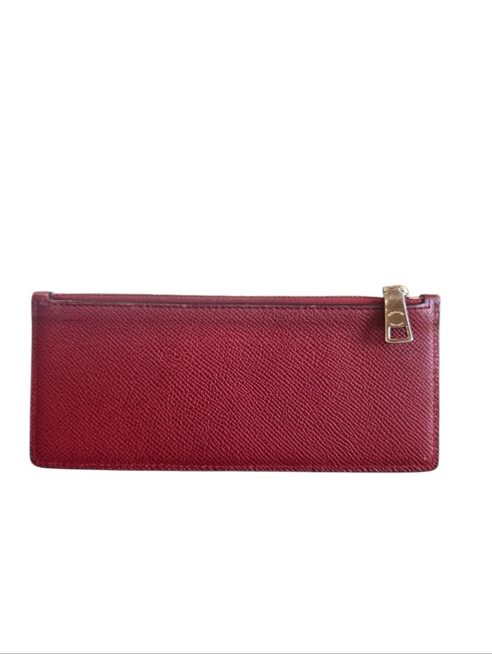 Coach Crosby Red Crossgrain Leather Slim Zipper Pouch - Picture 2 of 6
